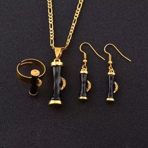 Drum Earrings, Ring, Necklace & Pendant